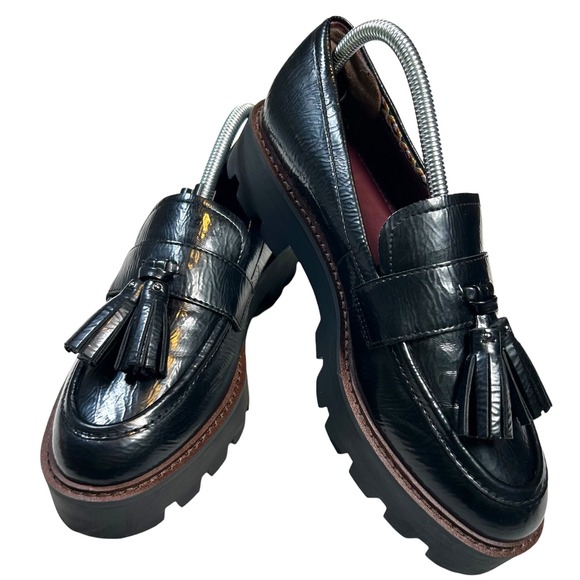 Sarto Shoes - Sarto Tassel Loafers Women 9 Black Platform Lug Sole Leather